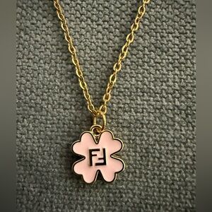 FF Gold Chain with Pink Clover Pendant